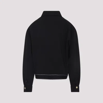 Casablanca Cropped Wool Jacket With Classic Collar In Black