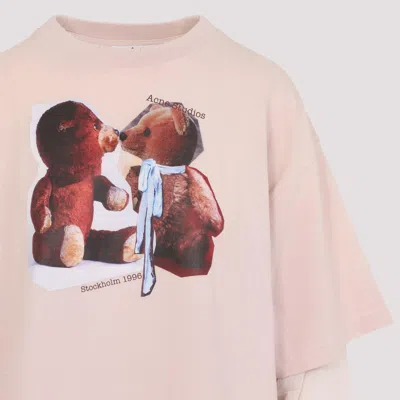 Acne Studios Distressed Crew Neck T-shirt With Mesh Sleeves In Neutral