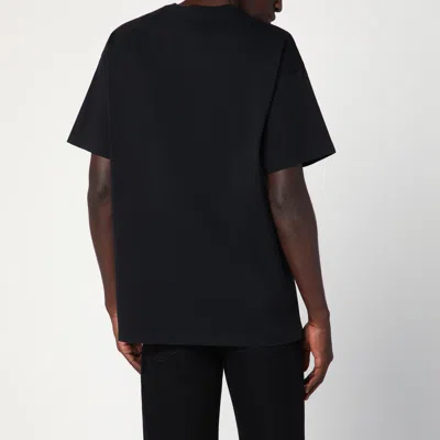 Givenchy Black Crewneck T-shirt With Logo Patch On The Front In Cotton Man In Black