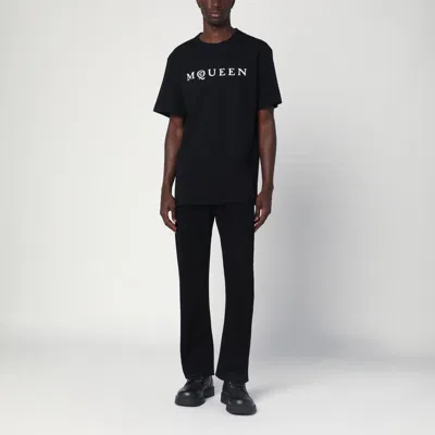Alexander Mcqueen Logo Print Crewneck T-shirt In Black