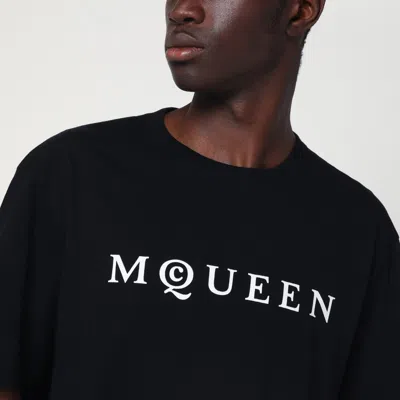 Alexander Mcqueen Logo Print Crewneck T-shirt In Black