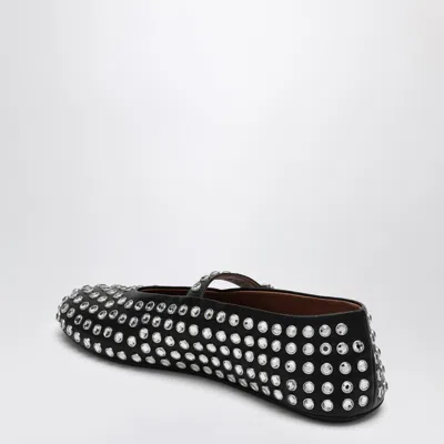 Alaïa Alaia Women Leather Ballet Flats With Rhinestones In Black