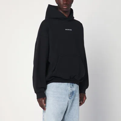 Balenciaga Relaxed-fit Cotton Hooded Sweatshirt With Design In Black