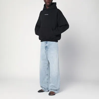 Balenciaga Relaxed-fit Cotton Hooded Sweatshirt With Design In Black