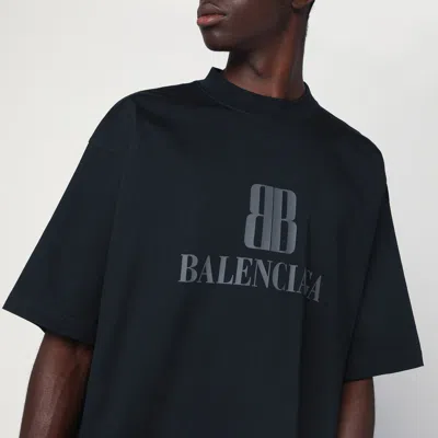 Balenciaga Faded Black Nano Bb Medium Fit T-shirt In Black