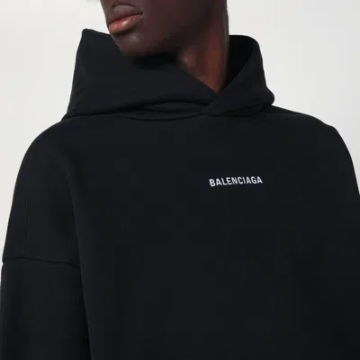Balenciaga Relaxed-fit Cotton Hooded Sweatshirt With Design In Black