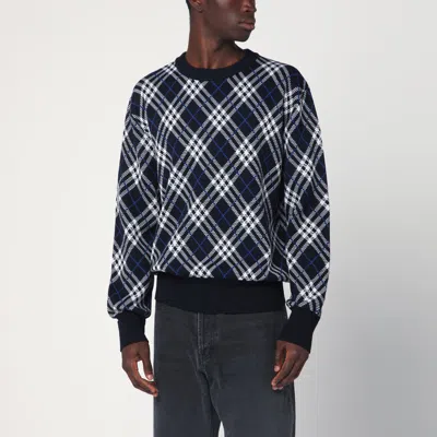 Burberry Check-pattern Wool Blend Sweater Men In Black