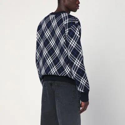 Burberry Check-pattern Wool Blend Sweater Men In Black