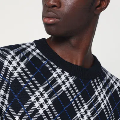 Burberry Check-pattern Wool Blend Sweater Men In Black