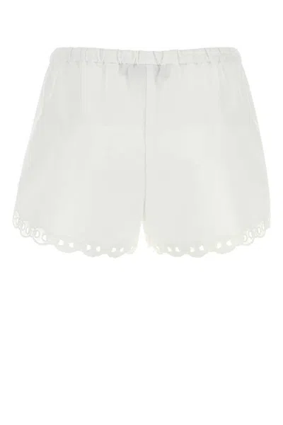 Gucci Cotton Elastic Waistband Shorts In White