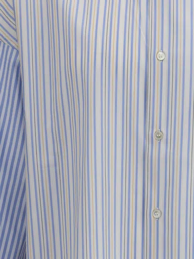 Marni Striped Shirt With Oversized Fit And Front Pocket In Blue