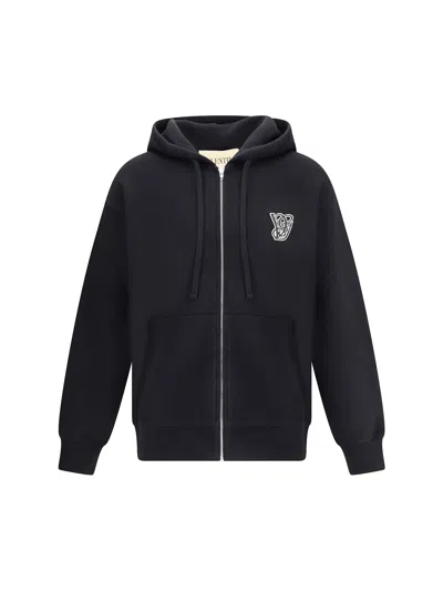 Valentino Garavani Brushed Cotton Hoodie With Vg Patch