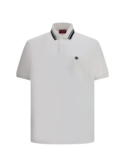 Gucci Logoed Cotton Polo Shirt With Welt Pocket In White