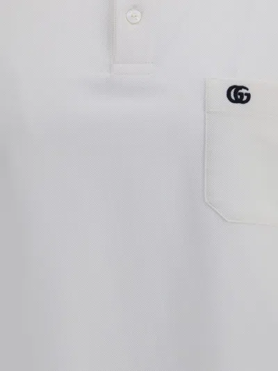 Gucci Logoed Cotton Polo Shirt With Welt Pocket In White
