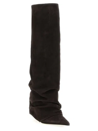 Le Silla Andy High Heels Boots In Brown Suede In Brown