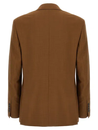 Ami Alexandre Mattiussi Ami Double-breasted Light Wool Twill Blazer In Brown