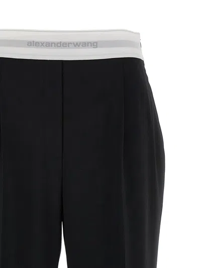Alexander Wang High Waisted Pleated Pant With Logo Elastic Clothing In Black