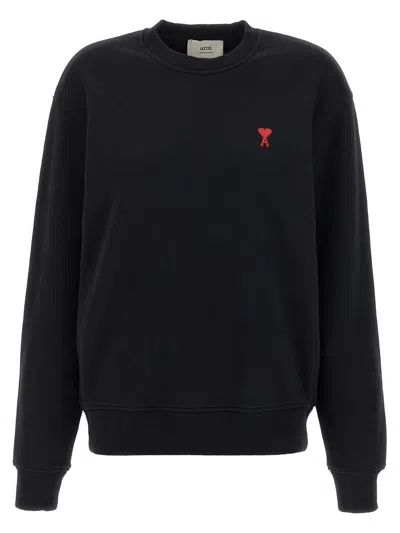 Ami Alexandre Mattiussi Ami Paris Ami De Coeur Crewneck Sweatshirt In Black