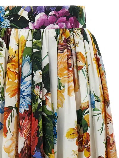 Dolce & Gabbana Floral Gathered Cotton Maxi Skirt In Multi