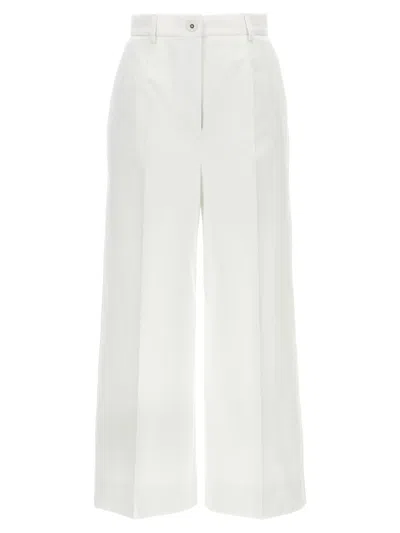 Dolce & Gabbana High Waist Cotton Pants In White