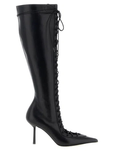 Le Silla Colette Knee Length Pointed Toe Stiletto Boots In Black