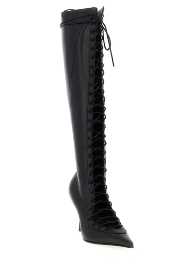 Le Silla Colette Knee Length Pointed Toe Stiletto Boots In Black