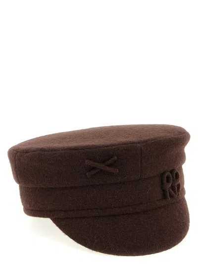 Ruslan Baginskiy Flat Top Short Brim Wool Fabric Hat In Brown