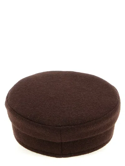Ruslan Baginskiy Flat Top Short Brim Wool Fabric Hat In Brown