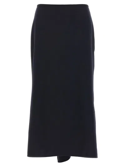 Victoria Beckham Navy Blue Kick Detail Skirt In Blue
