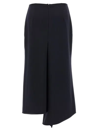 Victoria Beckham Navy Blue Kick Detail Skirt In Blue