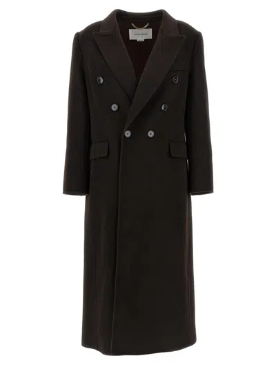 Victoria Beckham Brown Double-breasted Coat In Wool And Cashmere In Brown