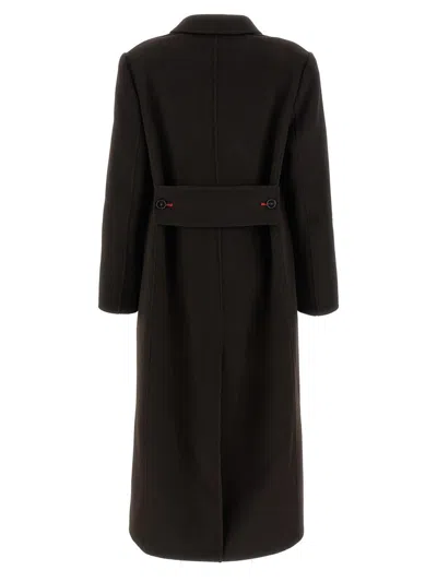 Victoria Beckham Brown Double-breasted Coat In Wool And Cashmere In Brown
