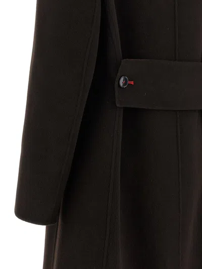 Victoria Beckham Brown Double-breasted Coat In Wool And Cashmere In Brown