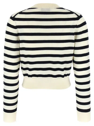 Apc Striped Pattern Knitwear Cardigan With Ribbed Cuffs In White