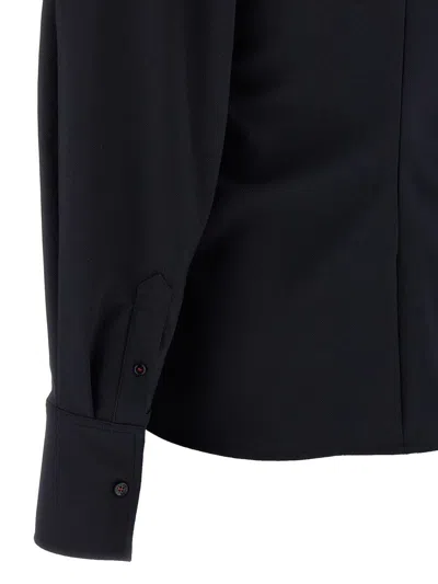 Victoria Beckham Womens Navy Twisted-neckline Textured Stretch-woven Blouse In Blue