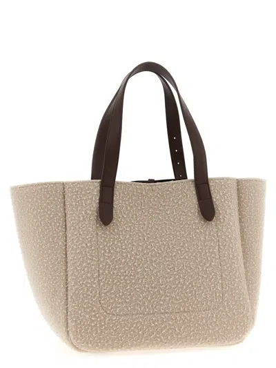 Jw Anderson J. W. Anderson Belt Tote Beige Boiled Wool Shoulder Bag In Pink