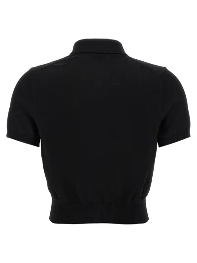 Alexander Wang T T By Alexander Wang Logo Patch Polo Shirt In Black