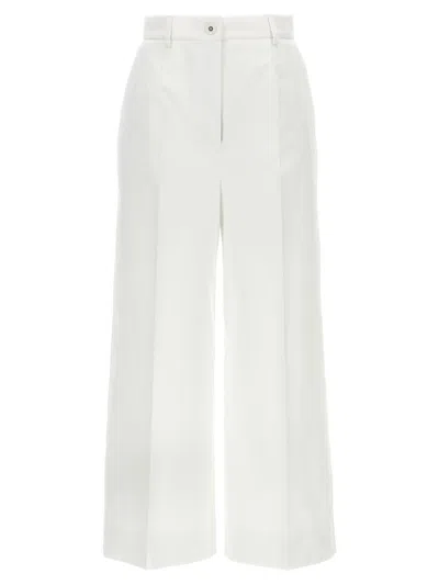 Dolce & Gabbana High Waist Cotton Pants In White