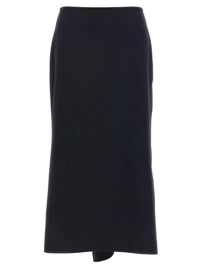 Victoria Beckham Navy Blue Kick Detail Skirt In Blue