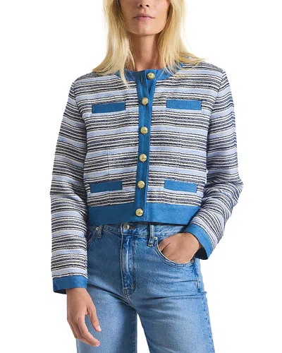 Derek Lam 10 Crosby Elain Stripe Cotton Blend Tweed Jacket In Blue