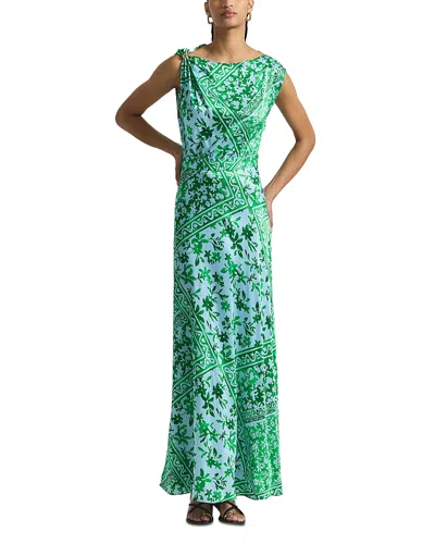 Derek Lam 10 Crosby Maritza Watercolor Tile Print Asymmetric Dress In Green