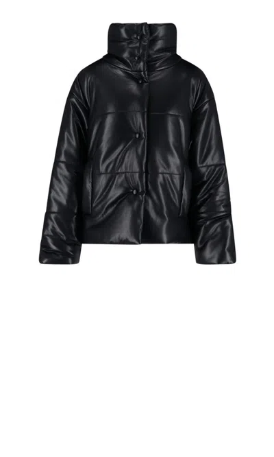 Nanushka Hide High-neck Puffer Jacket In Black