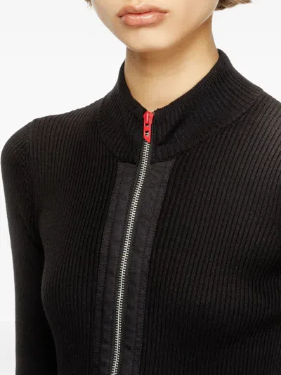 Diesel M-melissa Ribbed Zip-front Top In Black