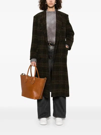 Isabel Marant Étoile Gislene Plaid Virgin Wool Coat In Black