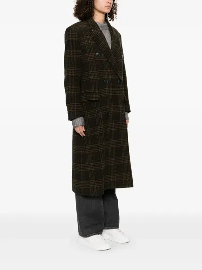 Isabel Marant Étoile Gislene Plaid Virgin Wool Coat In Black