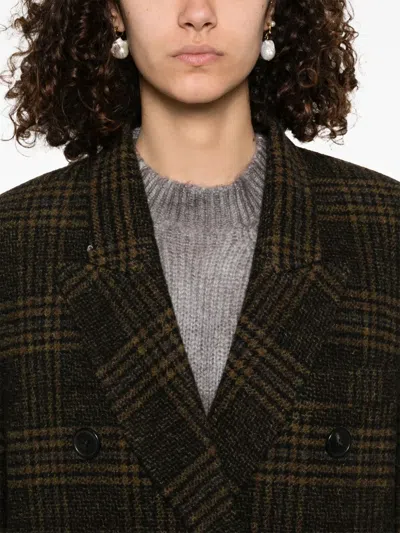 Isabel Marant Étoile Gislene Plaid Virgin Wool Coat In Black