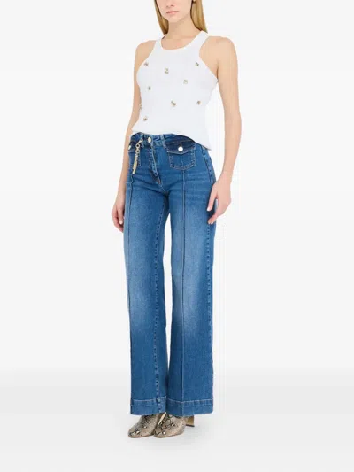 Liu •jo Flared Used Cotton Jeans In Blue