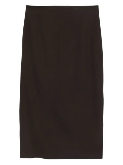 Lanvin Asymmetric Midi Skirt In Brown