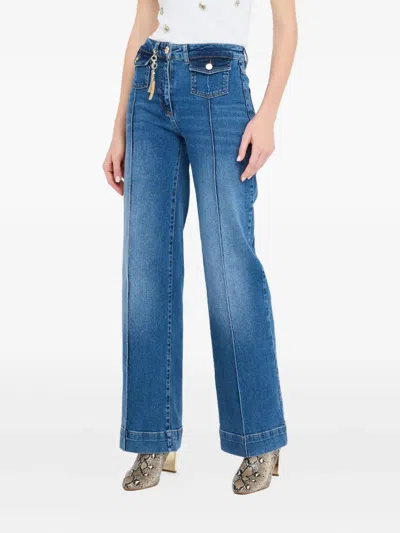 Liu •jo Flared Used Cotton Jeans In Blue