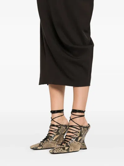 Lanvin Asymmetric Midi Skirt In Brown